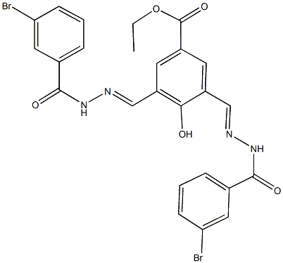 ethyl 3,5-bis[2-(3-bromobenzoyl)carbohydrazonoyl]-4-hydroxybenzoate Struktur