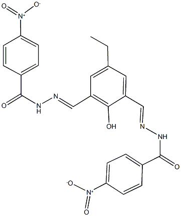 N'-[5-ethyl-2-hydroxy-3-(2-{4-nitrobenzoyl}carbohydrazonoyl)benzylidene]-4-nitrobenzohydrazide Struktur