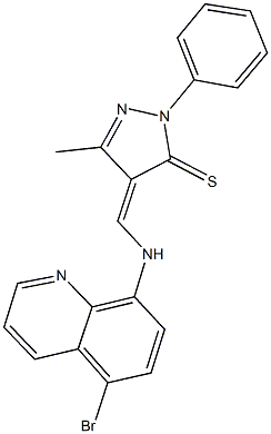 4-{[(5-bromo-8-quinolinyl)amino]methylene}-5-methyl-2-phenyl-2,4-dihydro-3H-pyrazole-3-thione Struktur