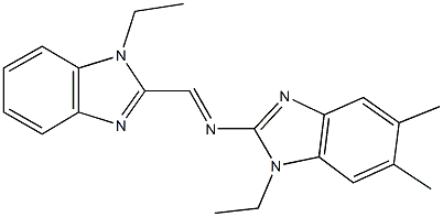 1-ethyl-N-[(1-ethyl-1H-benzimidazol-2-yl)methylene]-5,6-dimethyl-1H-benzimidazol-2-amine Struktur