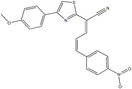 5-{4-nitrophenyl}-2-[4-(4-methoxyphenyl)-1,3-thiazol-2-yl]-2,4-pentadienenitrile Struktur