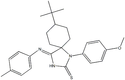 8-tert-butyl-1-(4-methoxyphenyl)-4-[(4-methylphenyl)imino]-1,3-diazaspiro[4.5]decane-2-thione Struktur