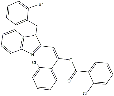 2-[1-(2-bromobenzyl)-1H-benzimidazol-2-yl]-1-(2-chlorophenyl)vinyl 2-chlorobenzoate Struktur