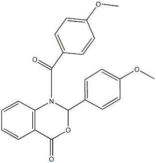 1-(4-methoxybenzoyl)-2-(4-methoxyphenyl)-1,2-dihydro-4H-3,1-benzoxazin-4-one Struktur