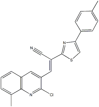 3-(2-chloro-8-methyl-3-quinolinyl)-2-[4-(4-methylphenyl)-1,3-thiazol-2-yl]acrylonitrile Struktur