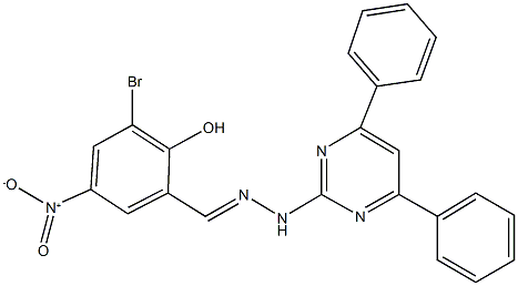 3-bromo-2-hydroxy-5-nitrobenzaldehyde (4,6-diphenyl-2-pyrimidinyl)hydrazone Struktur