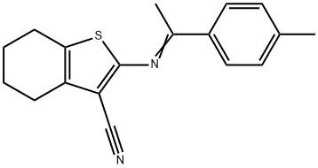 2-{[1-(4-methylphenyl)ethylidene]amino}-4,5,6,7-tetrahydro-1-benzothiophene-3-carbonitrile Struktur