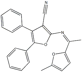 2-{[1-(5-methyl-2-furyl)ethylidene]amino}-4,5-diphenyl-3-furonitrile Struktur