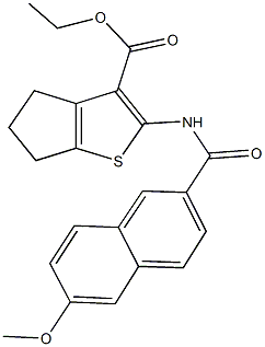 ethyl 2-[(6-methoxy-2-naphthoyl)amino]-5,6-dihydro-4H-cyclopenta[b]thiophene-3-carboxylate Struktur