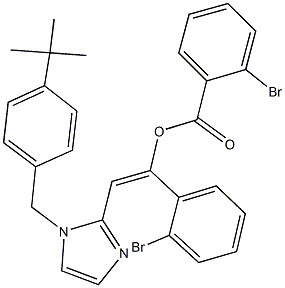 1-(2-bromophenyl)-2-[1-(4-tert-butylbenzyl)-1H-imidazol-2-yl]vinyl 2-bromobenzoate Struktur