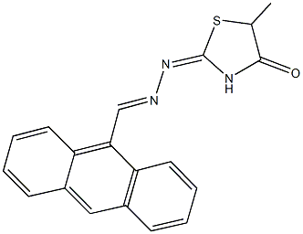 9-anthracenecarbaldehyde (5-methyl-4-oxo-1,3-thiazolidin-2-ylidene)hydrazone Struktur