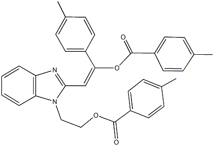 2-(1-{2-[(4-methylbenzoyl)oxy]ethyl}-1H-benzimidazol-2-yl)-1-(4-methylphenyl)vinyl 4-methylbenzoate Struktur