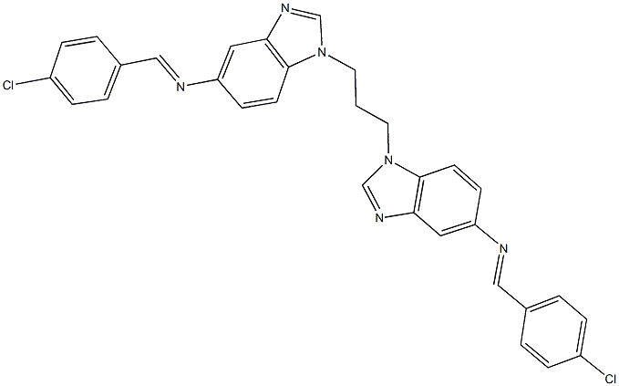 N-(4-chlorobenzylidene)-N-[1-(3-{5-[(4-chlorobenzylidene)amino]-1H-benzimidazol-1-yl}propyl)-1H-benzimidazol-5-yl]amine Struktur