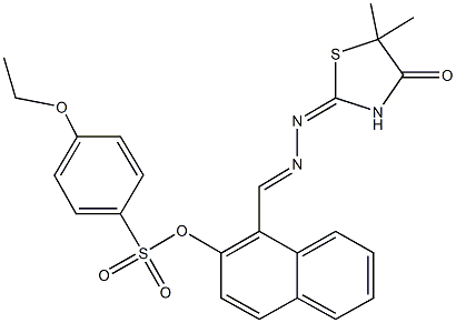 1-[2-(5,5-dimethyl-4-oxo-1,3-thiazolidin-2-ylidene)carbohydrazonoyl]-2-naphthyl 4-ethoxybenzenesulfonate Struktur