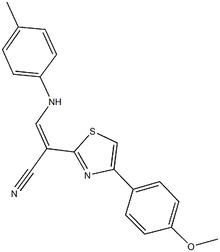 2-[4-(4-methoxyphenyl)-1,3-thiazol-2-yl]-3-(4-toluidino)acrylonitrile Struktur