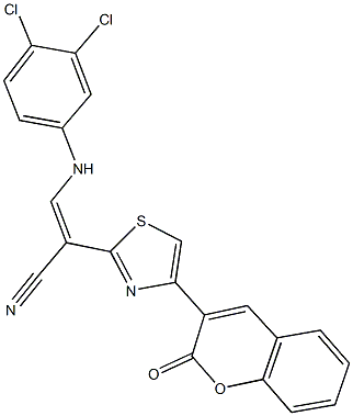 3-(3,4-dichloroanilino)-2-[4-(2-oxo-2H-chromen-3-yl)-1,3-thiazol-2-yl]acrylonitrile Struktur