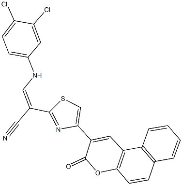 3-(3,4-dichloroanilino)-2-[4-(3-oxo-3H-benzo[f]chromen-2-yl)-1,3-thiazol-2-yl]acrylonitrile Struktur