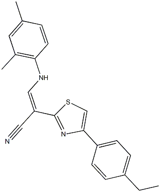 3-(2,4-dimethylanilino)-2-[4-(4-ethylphenyl)-1,3-thiazol-2-yl]acrylonitrile Struktur