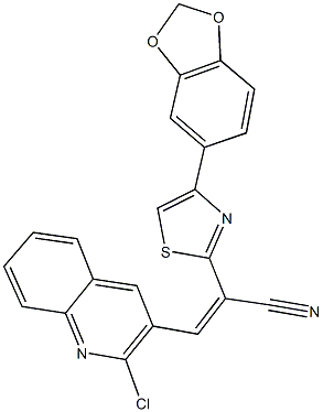 2-[4-(1,3-benzodioxol-5-yl)-1,3-thiazol-2-yl]-3-(2-chloro-3-quinolinyl)acrylonitrile Struktur