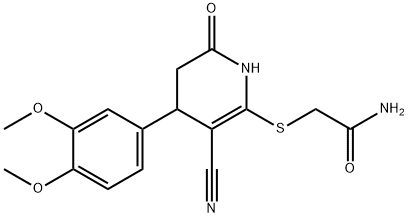 2-{[3-cyano-4-(3,4-dimethoxyphenyl)-6-oxo-1,4,5,6-tetrahydro-2-pyridinyl]sulfanyl}acetamide Struktur