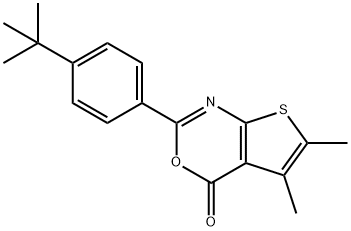 2-(4-tert-butylphenyl)-5,6-dimethyl-4H-thieno[2,3-d][1,3]oxazin-4-one Struktur