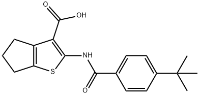 2-[(4-tert-butylbenzoyl)amino]-5,6-dihydro-4H-cyclopenta[b]thiophene-3-carboxylic acid Struktur