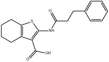 2-[(3-phenylpropanoyl)amino]-4,5,6,7-tetrahydro-1-benzothiophene-3-carboxylic acid Struktur