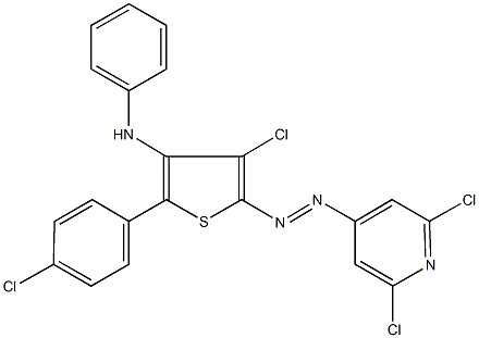 N-{4-chloro-2-(4-chlorophenyl)-5-[(2,6-dichloro-4-pyridinyl)diazenyl]-3-thienyl}-N-phenylamine Struktur