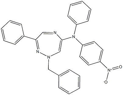 1-benzyl-6-[4-nitro(phenyl)anilino]-3-phenyl-1H-1,2,5-triazepine Struktur