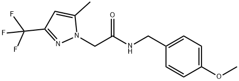 N-(4-methoxybenzyl)-2-[5-methyl-3-(trifluoromethyl)-1H-pyrazol-1-yl]acetamide Struktur