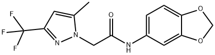 N-(1,3-benzodioxol-5-yl)-2-[5-methyl-3-(trifluoromethyl)-1H-pyrazol-1-yl]acetamide Struktur