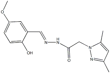 2-(3,5-dimethyl-1H-pyrazol-1-yl)-N'-(2-hydroxy-5-methoxybenzylidene)acetohydrazide Struktur