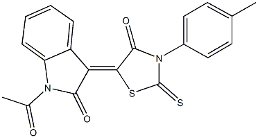 1-acetyl-3-[3-(4-methylphenyl)-4-oxo-2-thioxo-1,3-thiazolidin-5-ylidene]-1,3-dihydro-2H-indol-2-one Struktur