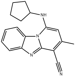 1-(cyclopentylamino)-3-methylpyrido[1,2-a]benzimidazole-4-carbonitrile Struktur