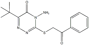 4-amino-6-tert-butyl-3-[(2-oxo-2-phenylethyl)sulfanyl]-1,2,4-triazin-5(4H)-one Struktur