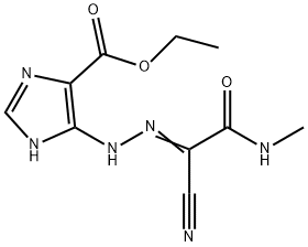 ethyl 5-{2-[1-cyano-2-(methylamino)-2-oxoethylidene]hydrazino}-1H-imidazole-4-carboxylate Struktur