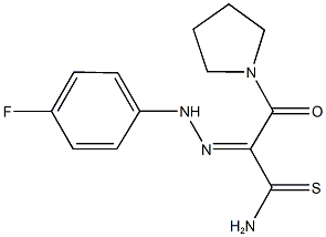 2-[(4-fluorophenyl)hydrazono]-3-oxo-3-(1-pyrrolidinyl)propanethioamide Struktur