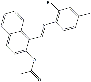 1-{[(2-bromo-4-methylphenyl)imino]methyl}-2-naphthyl acetate Struktur