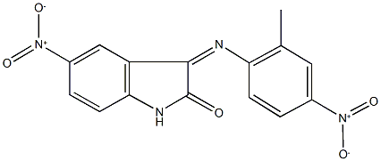 5-nitro-3-({4-nitro-2-methylphenyl}imino)-1,3-dihydro-2H-indol-2-one Struktur