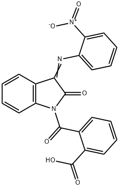 2-{[3-({2-nitrophenyl}imino)-2-oxo-2,3-dihydro-1H-indol-1-yl]carbonyl}benzoic acid Struktur