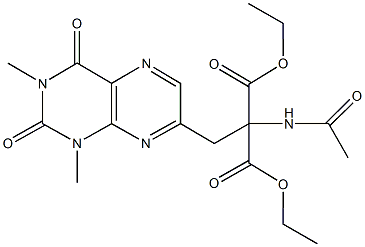 diethyl 2-(acetylamino)-2-[(1,3-dimethyl-2,4-dioxo-1,2,3,4-tetrahydro-7-pteridinyl)methyl]malonate Struktur