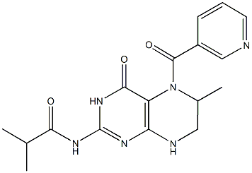 2-methyl-N-[6-methyl-4-oxo-5-(3-pyridinylcarbonyl)-3,4,5,6,7,8-hexahydro-2-pteridinyl]propanamide Struktur