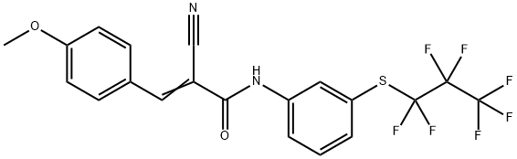 2-cyano-N-{3-[(1,1,2,2,3,3,3-heptafluoropropyl)sulfanyl]phenyl}-3-(4-methoxyphenyl)acrylamide Struktur