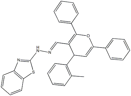 4-(2-methylphenyl)-2,6-diphenyl-4H-pyran-3-carbaldehyde 1,3-benzothiazol-2-ylhydrazone Struktur