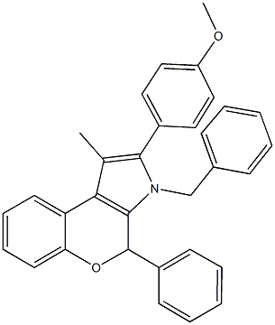 4-(3-benzyl-1-methyl-4-phenyl-3,4-dihydrochromeno[3,4-b]pyrrol-2-yl)phenyl methyl ether Struktur