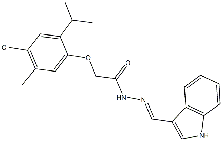 2-(4-chloro-2-isopropyl-5-methylphenoxy)-N'-(1H-indol-3-ylmethylene)acetohydrazide Struktur