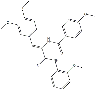 N-{2-(3,4-dimethoxyphenyl)-1-[(2-methoxyanilino)carbonyl]vinyl}-4-methoxybenzamide Struktur