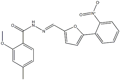 N'-[(5-{2-nitrophenyl}-2-furyl)methylene]-2-methoxy-4-methylbenzohydrazide Struktur