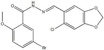 5-bromo-N'-[(6-chloro-1,3-benzodioxol-5-yl)methylene]-2-methoxybenzohydrazide Struktur