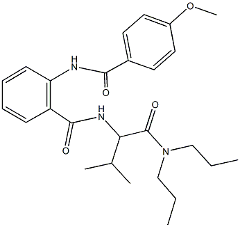 N-{1-[(dipropylamino)carbonyl]-2-methylpropyl}-2-[(4-methoxybenzoyl)amino]benzamide Struktur